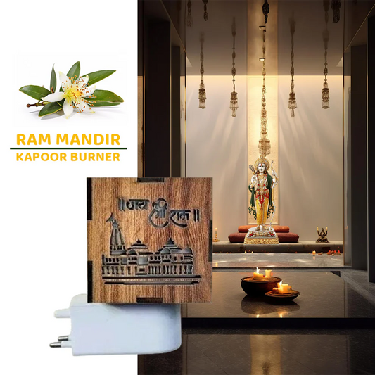 Wooden Incense Aroma Kapoor Dhoop Camphor Dani Oil Diffuser Burner with Night Lamp Electrical Kapuram Machine Stand Holder for Home/Office DN-Ram Mandir - instor360.com