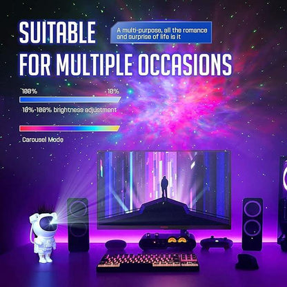 Astronaut Galaxy Projector with Remote Control - 360° Adjustable Timer Kids Astronaut Nebula Night Light, for Gifts, Baby Adults Bedroom, Gaming Room, Home and Party (Corded Electric).