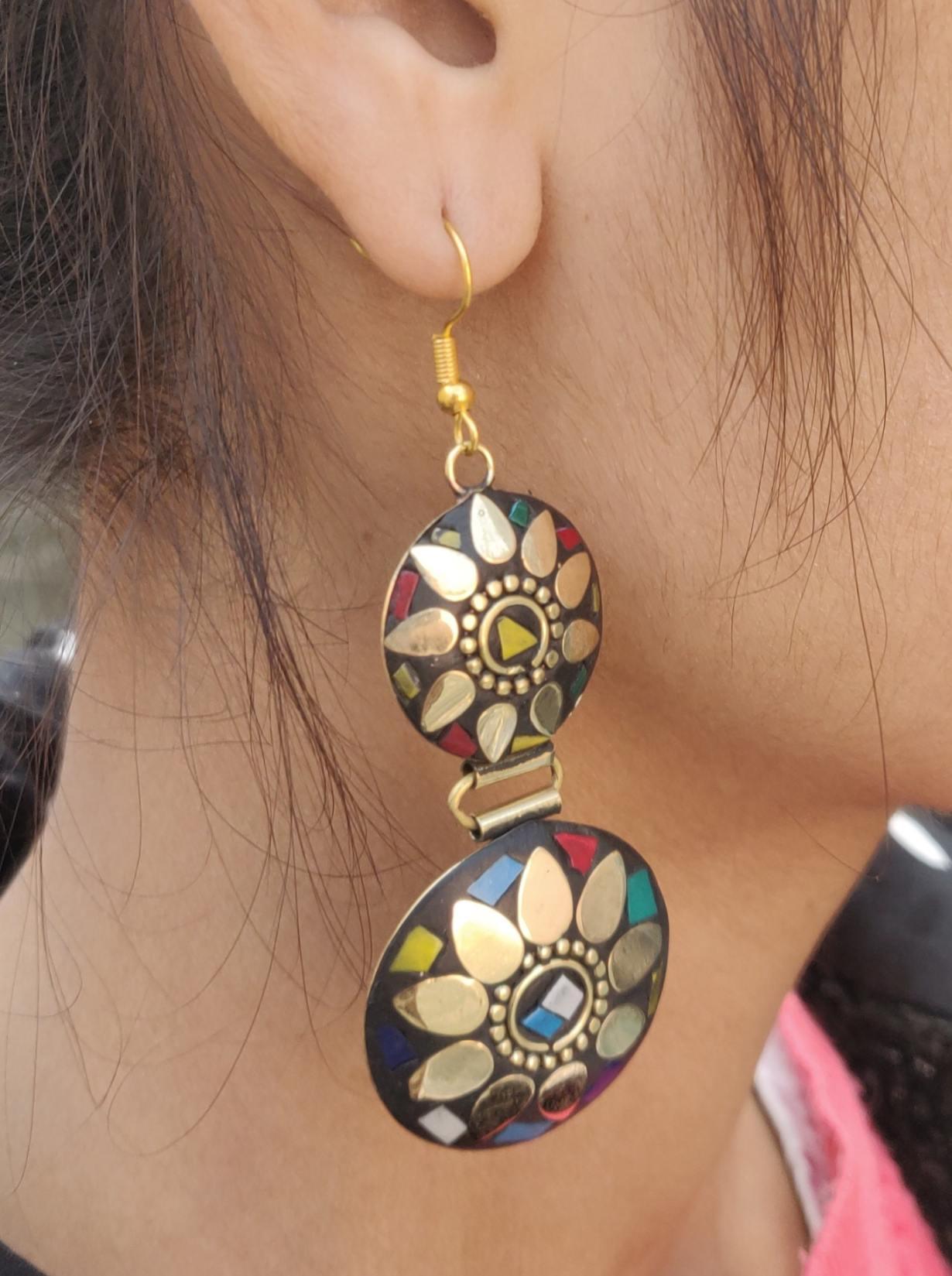 Boho Style Multi-coloured Tibetan Contemporary Drop Earrings - instor360.com