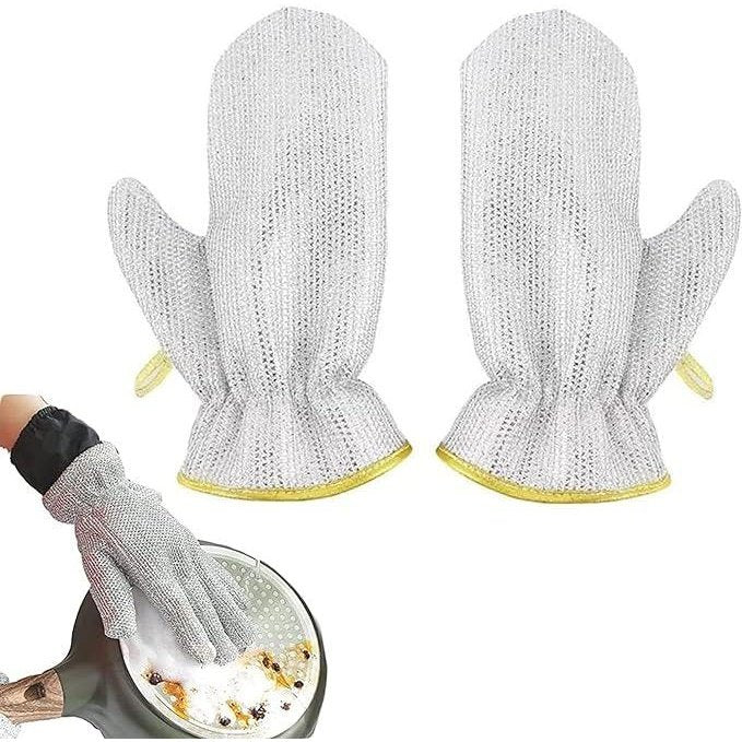 Reusable Wire Dishwashing Gloves Kitchen Cleaning Glove | Household Cleaning Tools Heat Insulation | Anti-Hot Waterproof Durable Skin-Friendly Washing Wiping Gloves 1 Pair - instor360.com