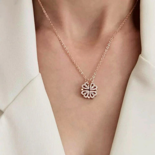 Women Rose Gold-Plated & White Ad-Stone Studded Openable-Shaped Pendant With Chain