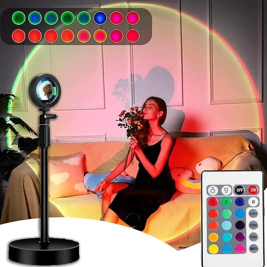 Sunset Lamp Projection: Romantic 16 Colors Changing Night Light with Remote for Family Atmosphere, Perfect for Adults, Children, Couples, Bedroom. - instor360.com