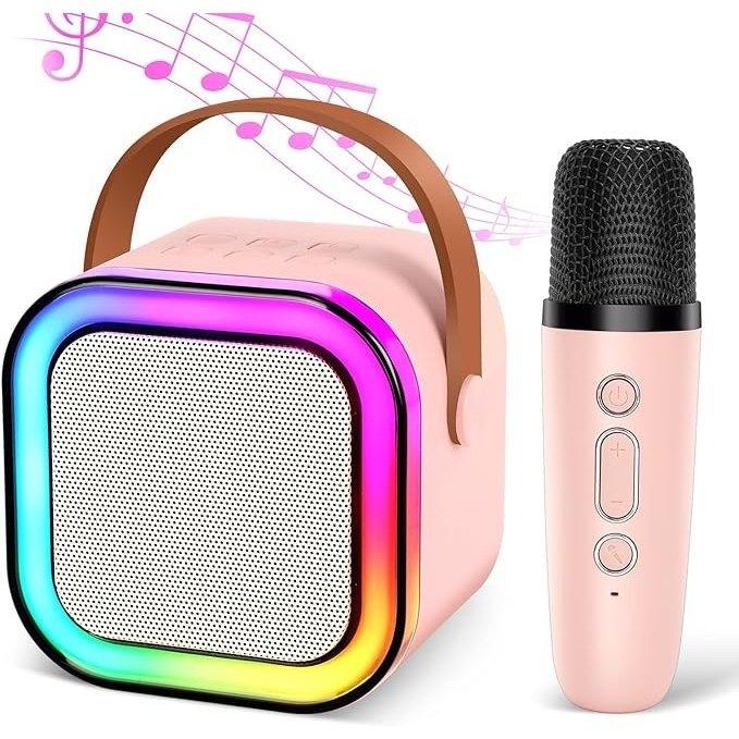 K12 Mini Karaoke To Speaker with 2 Wireless Microphone for kids Girls and Boys 5 W Bluetooth Speaker.