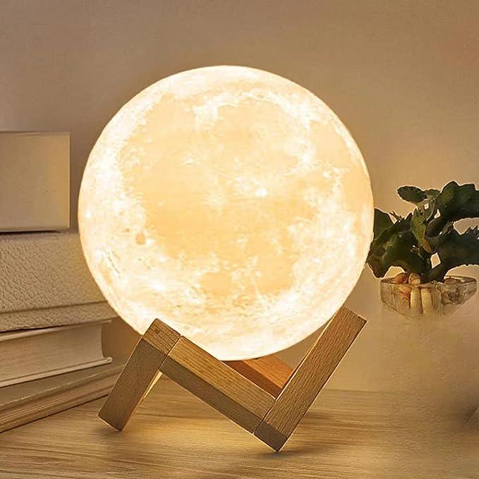 Smart Home Silicone 3D Moon Lamp 7 Color Changing RGB Rechargeable Night lamp for Bedroom, Home Room Beautiful Lighting - 15CM (Pack of 1) - instor360.com