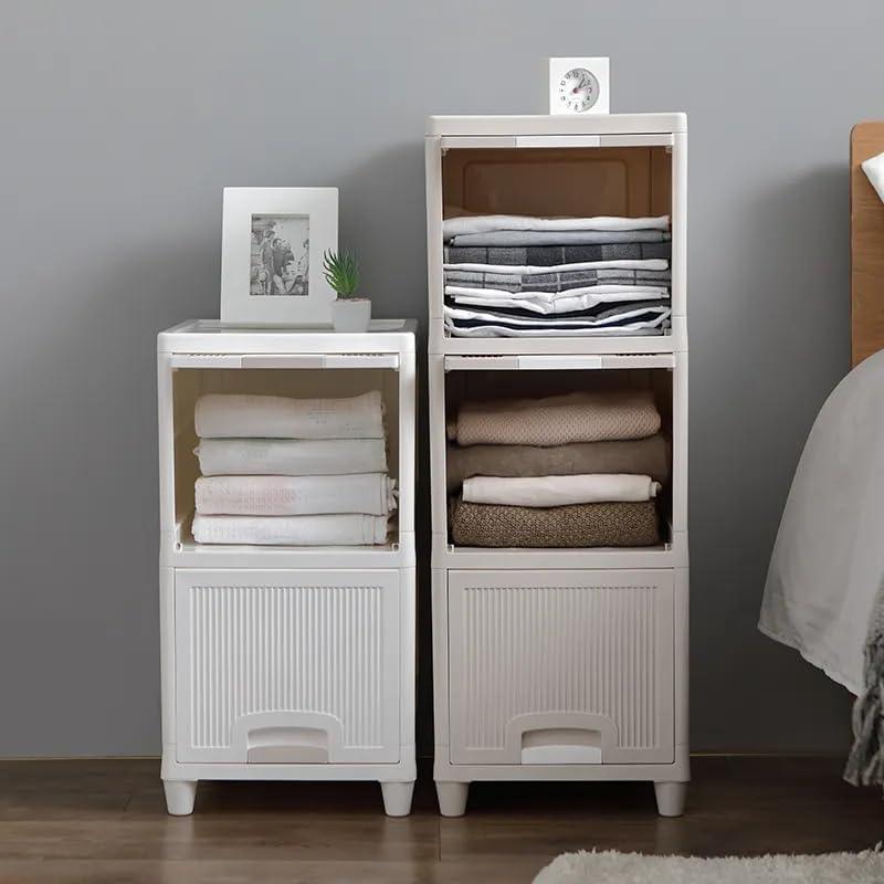 Multi Units Plastic Cupboard For Clothes Plastic Cabinet For Storage Foldable Wardrobe For Clothes Plastic Cloth Rack For Storage Clothes Storage Cabinet Plastic Modular Drawer Storage Box,White - instor360.com