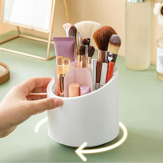 360° Rotating Makeup Brush Holder with Dustproof Lid |  Dustproof Waterproof Makeup Brushes Holder with 7 Compartments Rotating Design for Easy Access