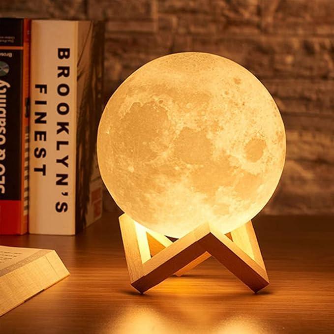 Smart Home Silicone 3D Moon Lamp 7 Color Changing RGB Rechargeable Night lamp for Bedroom, Home Room Beautiful Lighting - 15CM (Pack of 1) - instor360.com