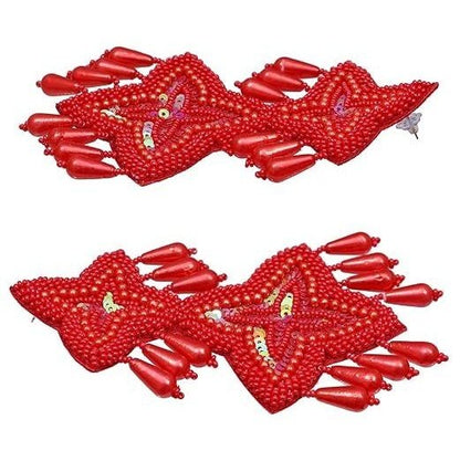 Red Beads Studded Contemporary Design Handcrafted Afghan Drop Earrings - instor360.com