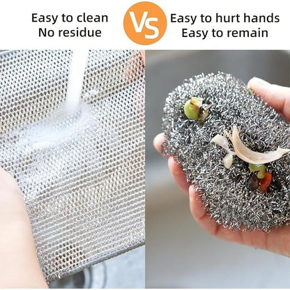 Pack of 10 Non-Scratch Wire Dishcloth & Gaps Cleaning Brush, Multipurpose Wire Dishwashing Rags for Wet and Dry, Easy Rinsing, Reusable, Wire Cleaning Cloth for Kitchen, Sinks - instor360.com