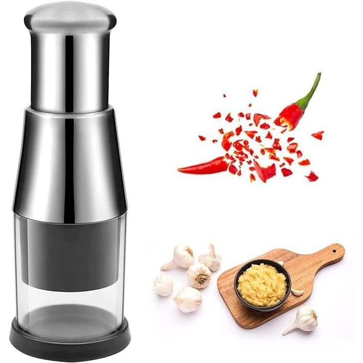 Pressed Garlic Chopper, Manual Slap Safety Food Chopper with Container, Easy to Clean Manual Vegetable Chopper, Onion Chopper Mincer for Garlic, Onion, Ginger, Pepper, Celery - instor360.com