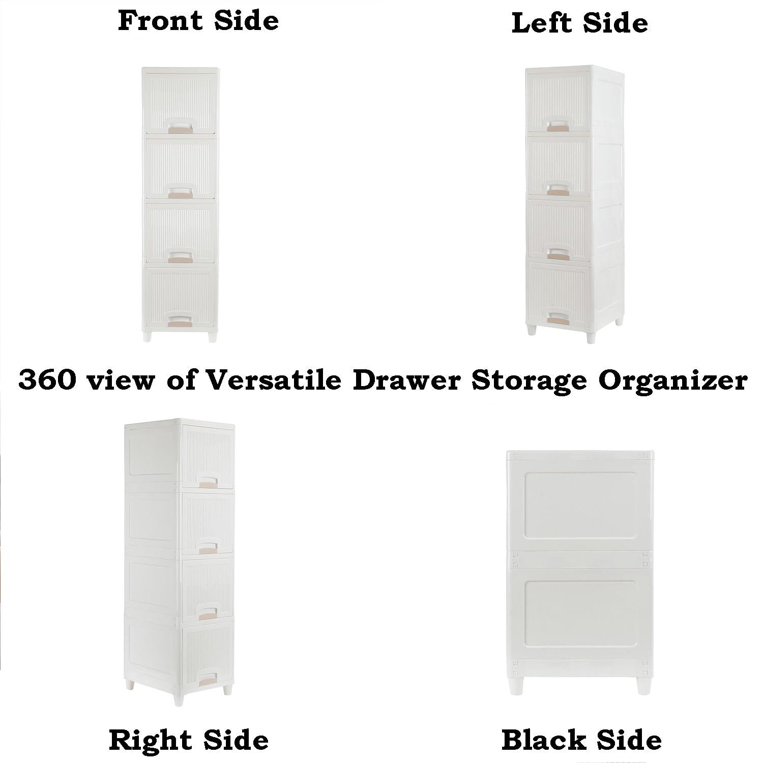 Multi Units Plastic Cupboard For Clothes Plastic Cabinet For Storage Foldable Wardrobe For Clothes Plastic Cloth Rack For Storage Clothes Storage Cabinet Plastic Modular Drawer Storage Box,White - instor360.com