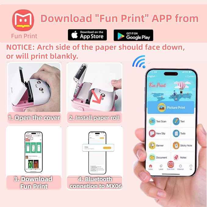 Best Gift Mini Bluetooth Thermal Printer, Portable Label Printer Ink-Free Printer for Android & iOS System, Black on White Thermal Printer with Print Paper - instor360.com