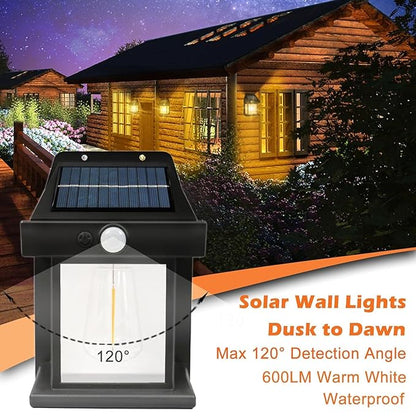 Solar Powered Outdoor Wall Lights, Sunrise and Sunset Motion Sensor, 3 Lighting Modes, Exterior Front Porch Security Light.(1Pcs).