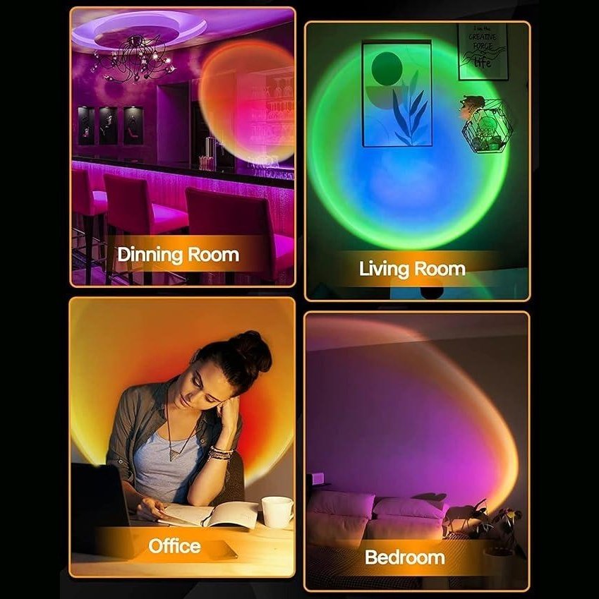 Sunset Lamp Projection: Romantic 16 Colors Changing Night Light with Remote for Family Atmosphere, Perfect for Adults, Children, Couples, Bedroom. - instor360.com