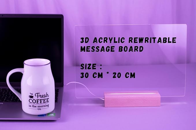 3D Acrylic LED Message Board, LED Message Board With Pen, led writing board, Acrylic Dry Erase Board With 12 Color Pen & Stand for Note/Message (Small, Medium, Large) - instor360.com