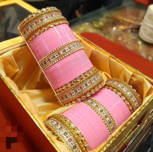 Traditional Pink Indian Bridal Chuda Set - instor360.com