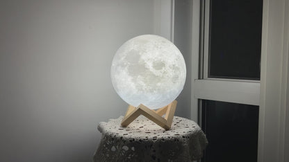 Smart Home Silicone 3D Moon Lamp 7 Color Changing RGB Rechargeable Night lamp for Bedroom, Home Room Beautiful Lighting - 15CM (Pack of 1)