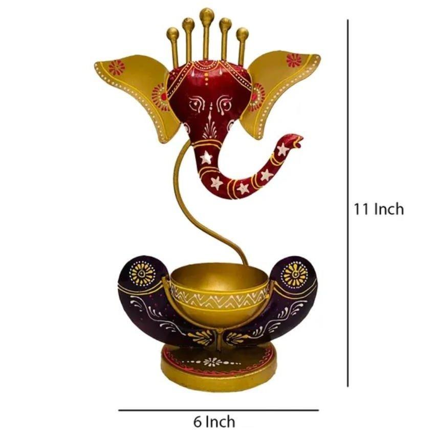 Intricately Crafted Spiritual Decor Ganesha with Tealight Candle Holder.