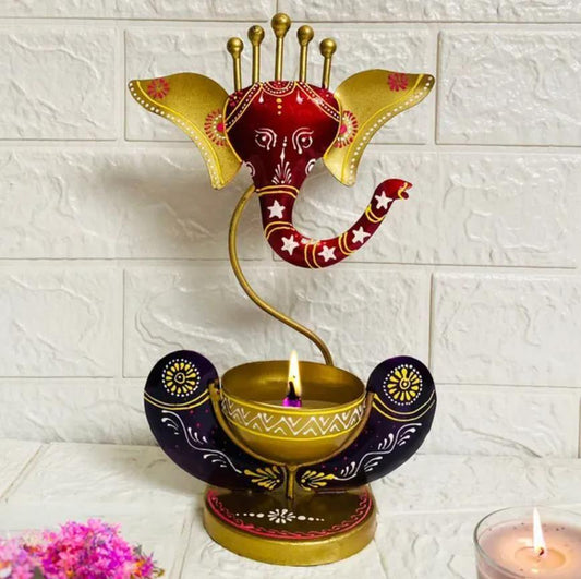 Intricately Crafted Spiritual Decor Ganesha with Tealight Candle Holder.